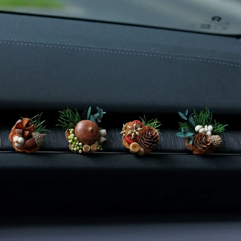 Handmade Dried Flowers and Fruits Car Aromatherapy Diffuser Interior Trend Plant Decoration Creative Holiday Gifts