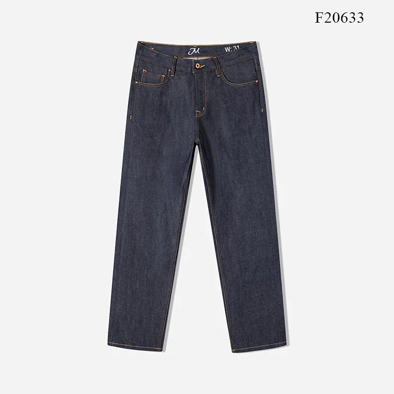 Amekaji Japanese Retro Selvedge Raw Denim Jeans for Fading 13oz 100% Cotton Printed Regular Tapered Fit Straight Pants for Men