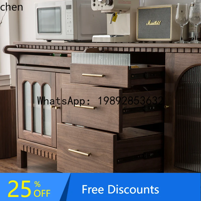 

dining side cabinet, all solid wood retro style, integrated storage cabinet against the wall, large-capacity locker