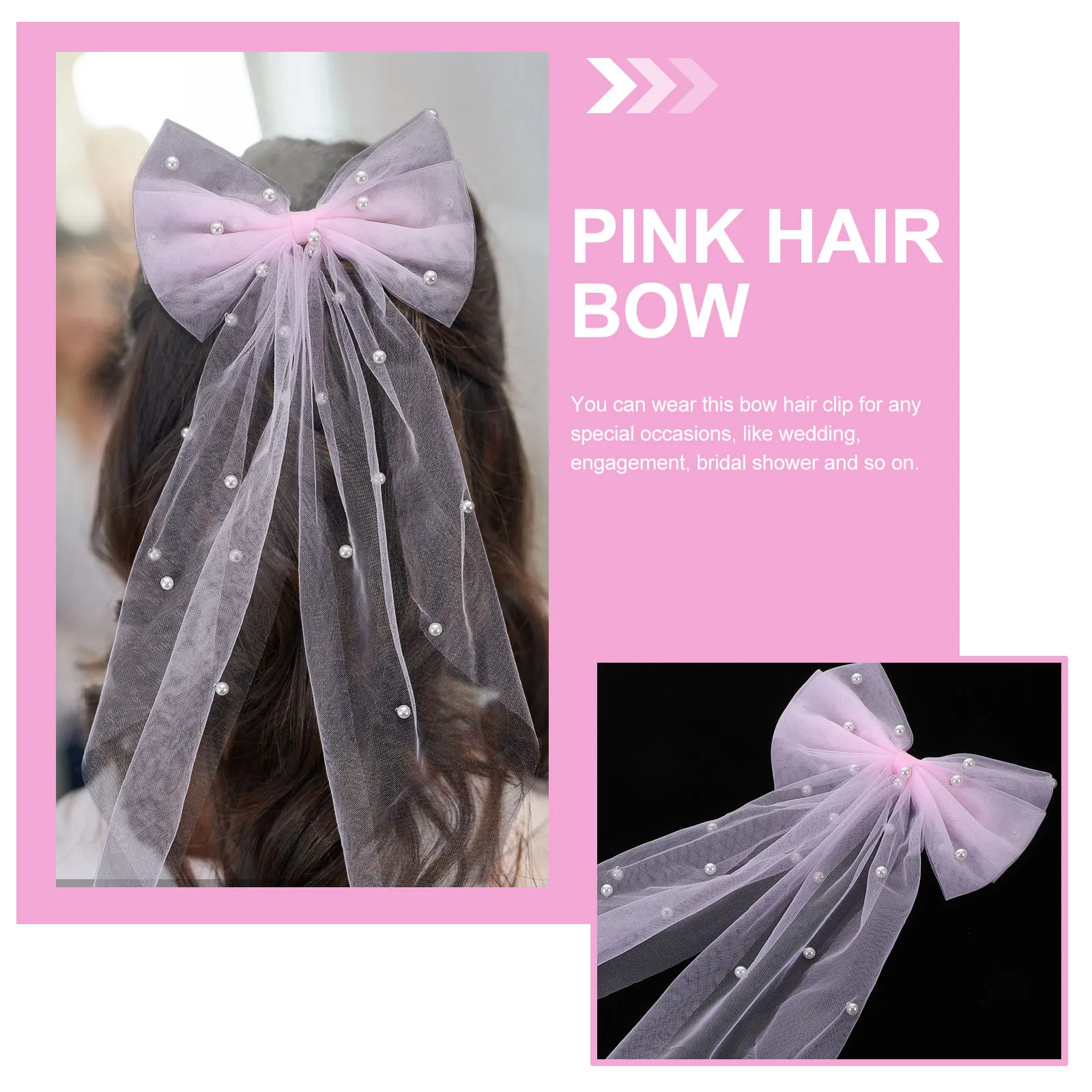 Fermaglio per capelli con fiocco di perle per donna Elegante accessorio da sposa da sposa Fermaglio per fiocco per capelli da sposa per la decorazione di eventi serali di ballo di fine anno