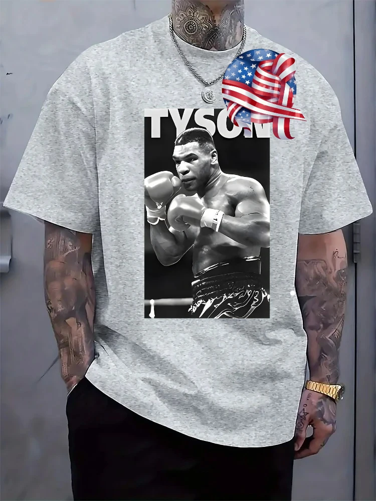 

Tyson Boxing pattern cotton printed T-shirt-casual short-sleeved round neck T-shirt.