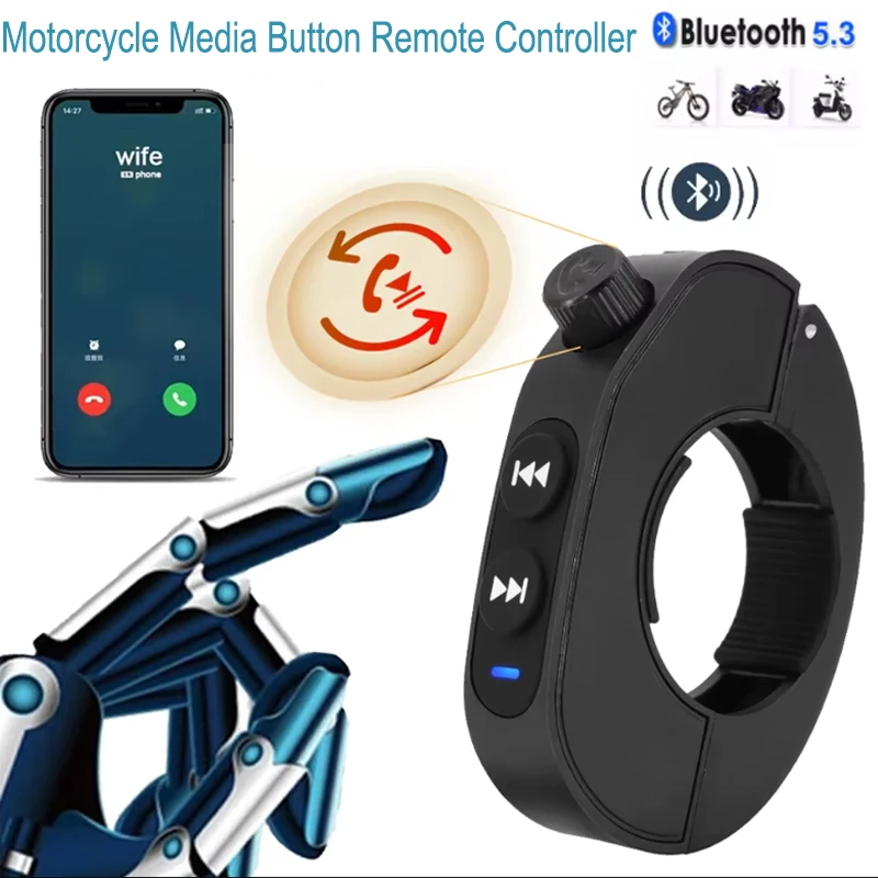 Bluetooth 5.3 Wireless Remote Control For Motorcycle Helmet Headset Bike Handlebar Media Controller Car Steering Wheel Buttons