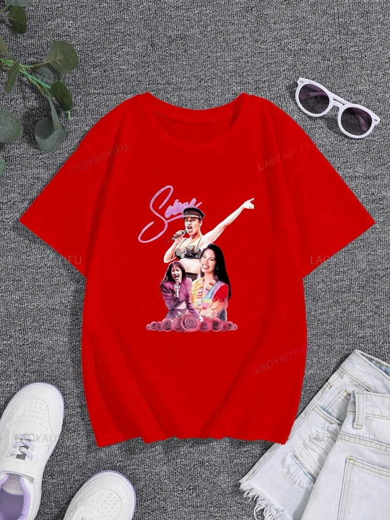 Famous Singer SELENA Fashion Poster Printed Women's Shirt, Everyday Casual Street Wear, Spring/summer Cotton 0 Neck T-shirt