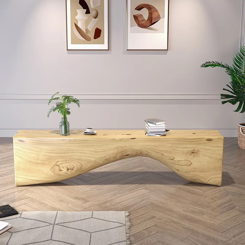 سجل البراز مقعد الخشب الصلب تغيير الأحذية البراز قاعة المعرض الشمال الإبداعية مقعد الرجعية متموجة