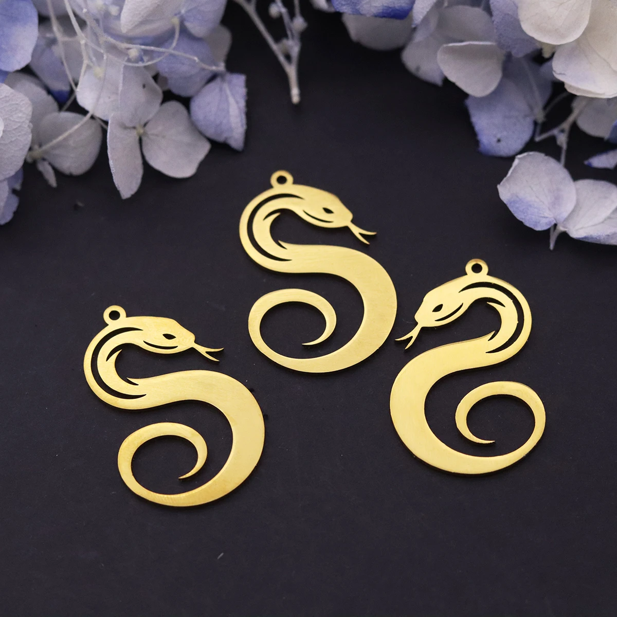 3Pcs Gothic Stainless Steel Hollow Snake Serpent Charms Pendant for Jewelry Making DIY Bracelet Necklace  Animal  Accessories