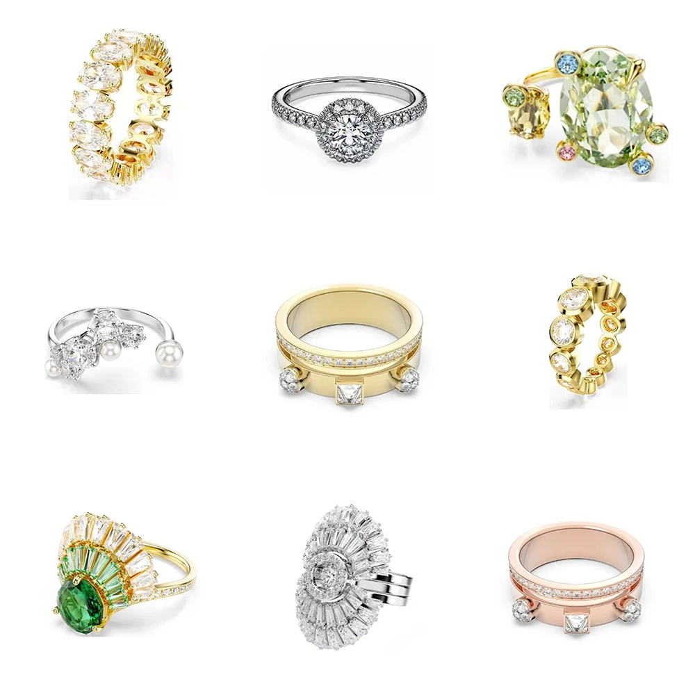 

New open light green crystal ring fan-shaped gemstone accessory jewelry high-end versatile women's accessory gift