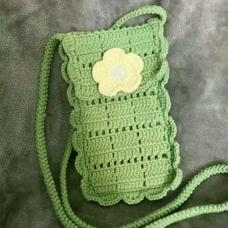 Handmade crochet hollowed out pattern handbag, makeup bag, key bag, mobile phone bag, exquisite and beautiful