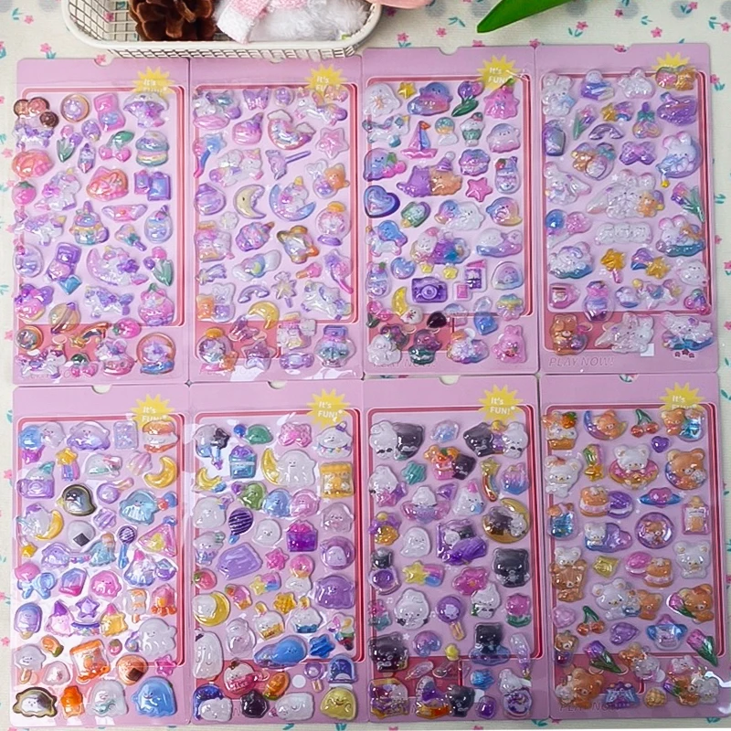 

4 шт. 3D светящиеся в темноте наклейки - люминесцентные рельефные стикеры, забавный декор для дневника, креативные светящиеся наклейки для творчества, для чехлов телефонов