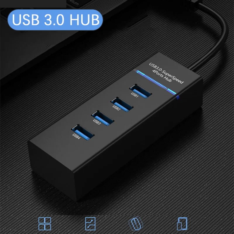 Usb 2.0 3.0 Hub Splitter 4 Poorten Multi Splitter Expander Usb Adapter Voor Pc Mac Laptop Notebook Usb Uitbreiding Charger
