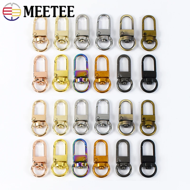 

10/20/30Pcs Meetee 10mm Metal Swivel Carabiner Clasp Snap Hook for Handbag Strap Bag Chain Buckle Keyring Clip DIY Accessories
