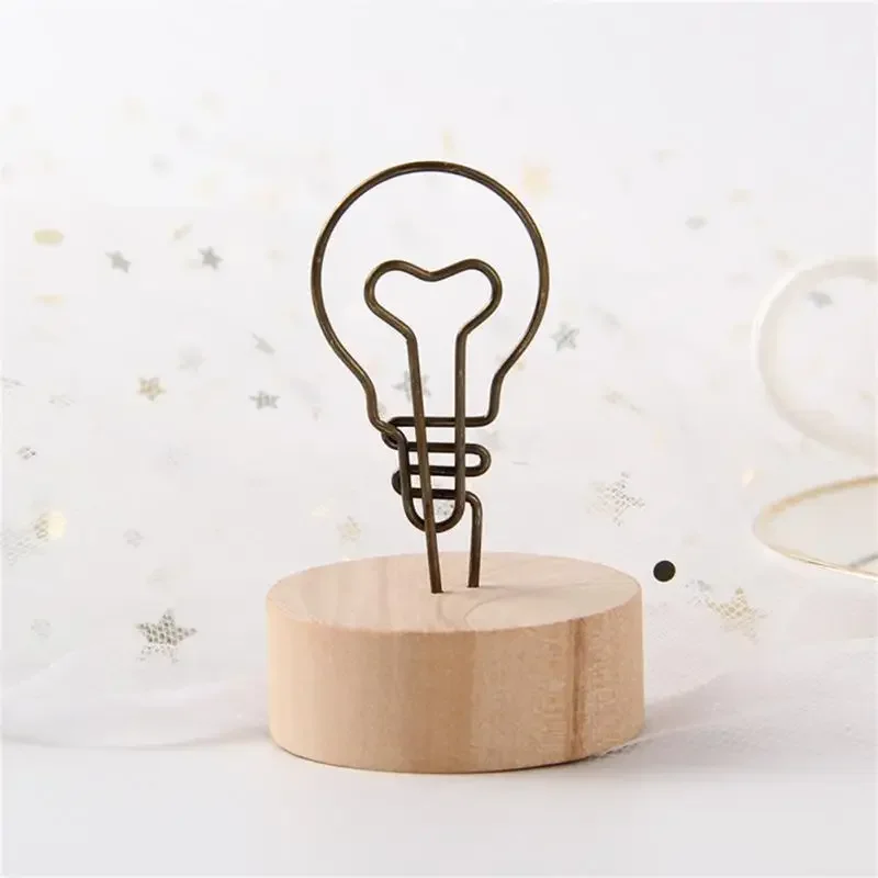 4CM Creative Round Wooden Iron Photo Clip Memo Name Card Pendant Furnishing Articles Picture Frame DIY Family Photo Decoration