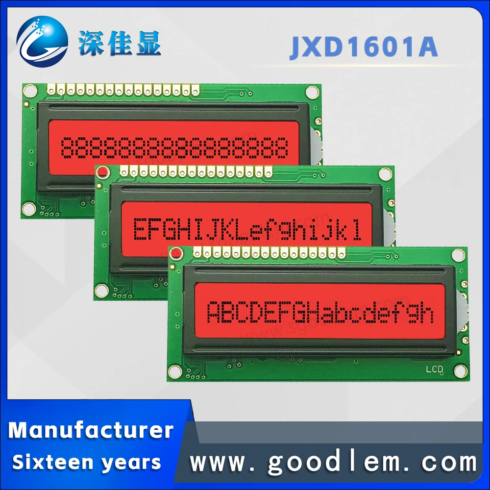 Industrial grade 16X1 row Character type lcd screen display JXD1601A FSTN Red Positive lattice display module With backlight
