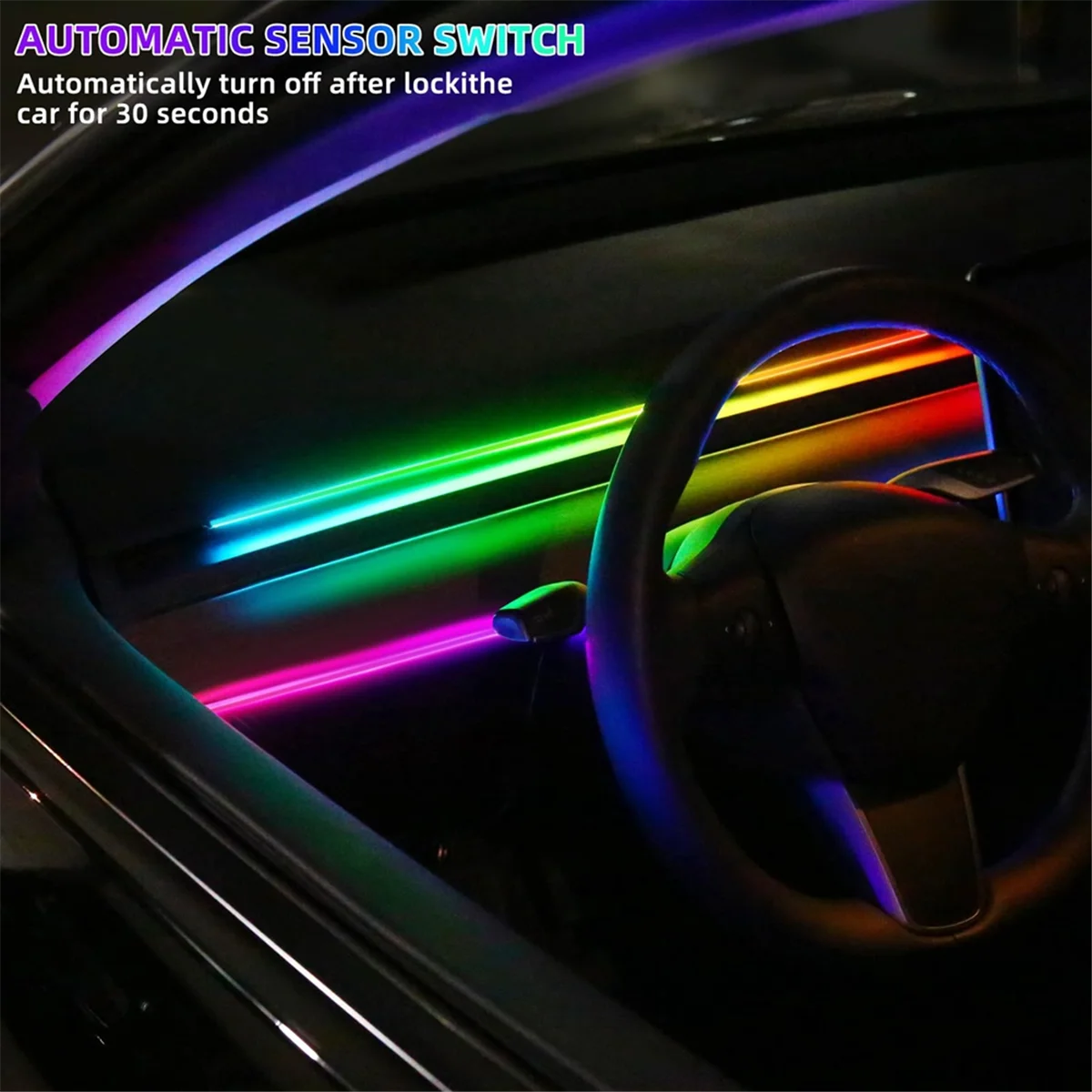 Bande lumineuse LED intérieure en acrylique Dreamcolor pour voiture, interrupteur à capteur de mouvement, 30 secondes, pour les placements