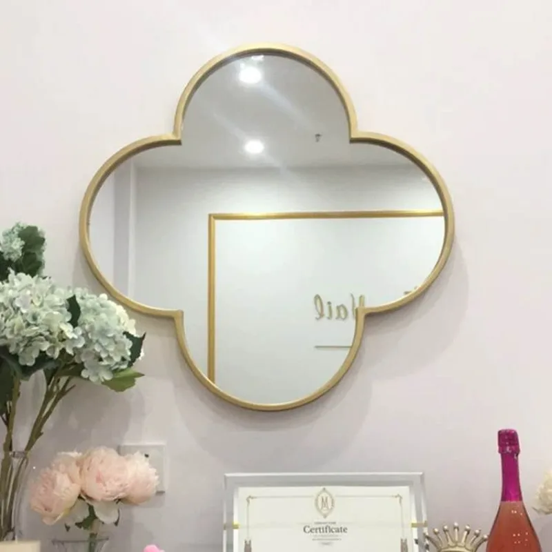 

Nordic Flower Shape Bathroom Mirror Wrought Iron Frame Wall Hanging Mirror Entrance Wall Decorative Mirror Miroir Salle De Bain