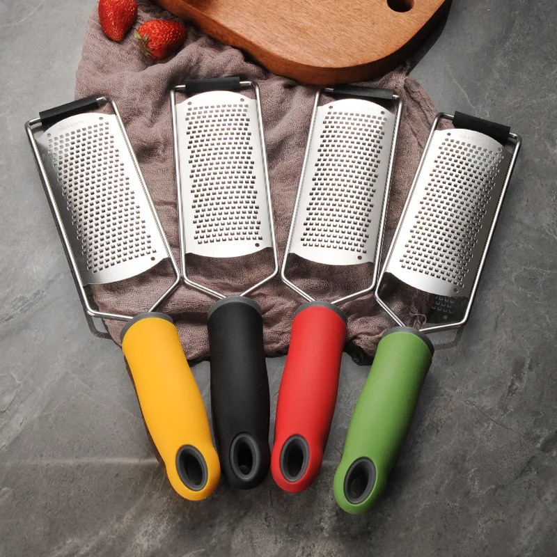Cheese Grater & Lemon Zester With Protect Cover Cleaning Brush Stainless Steel Cheese Slicer Dishwasher Safe Kitchen Gadget