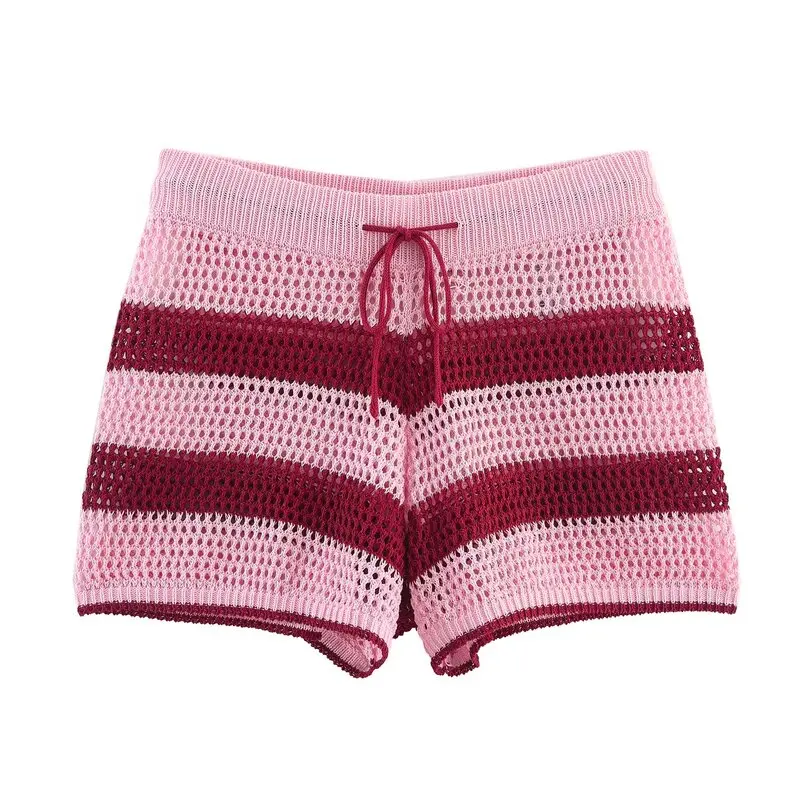 

Summer 2025 New Women's Striped irt ort Sve Knitted Jaet orts Two-Piece Set Faionable Casual Wear