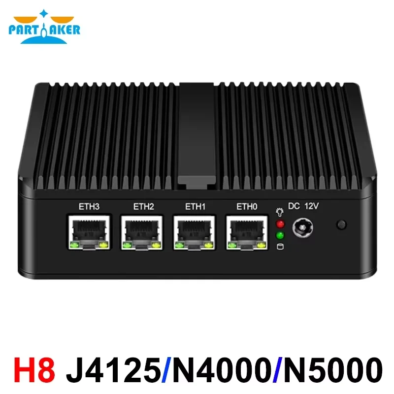 Fanless Mini PC Router Celeron J4125 N4000 N6000 4 พอร์ต 2 5G LAN Intel i226 สนับสนุน pfSense OPNsense OpenWRT ไฟร์วอลล์อุปกรณ์