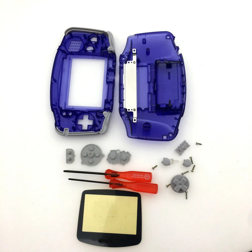 غطاء حماية كامل باللون الأزرق الملكي مع أزرار ملونة لـ Game Boy Advance GBA - أزرار اختيارية