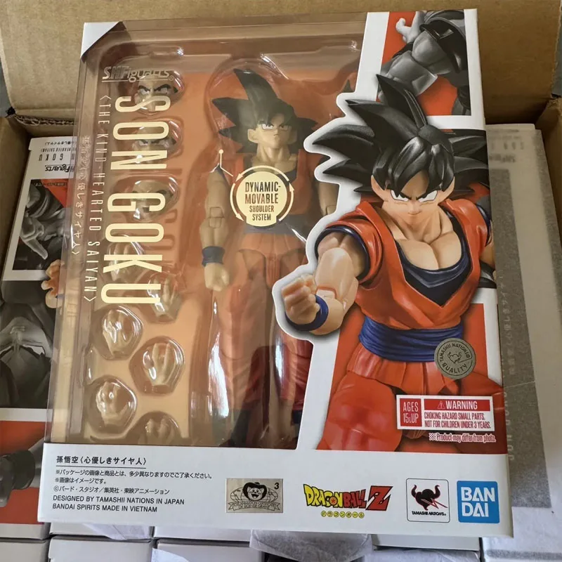 

Bandai 100% Genuine Dragon Ball Model Kit SHF Son Goku 3.0 The Kind Hearted Saiyan Anime Action Figure Collection Finished Model