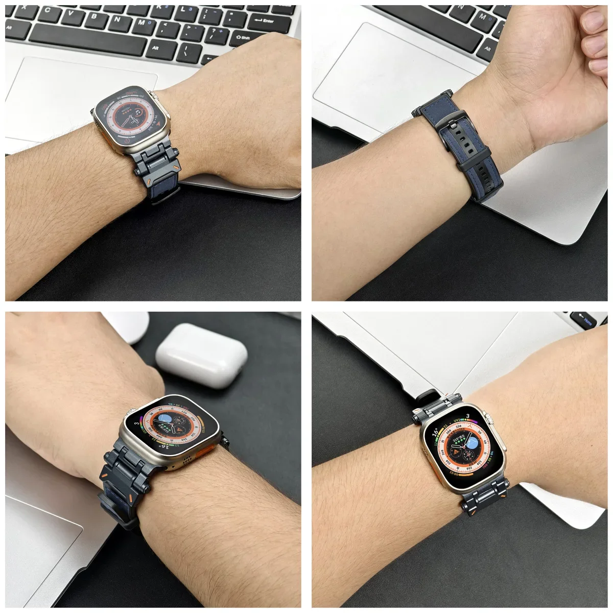 Leder-Silikonarmband für Apple Watch Ultra2 49 mm 46 mm 45 44 42 mm Luxus-Sport-Correas für IWatch Series10 9 8 7 6 5 4 Armband