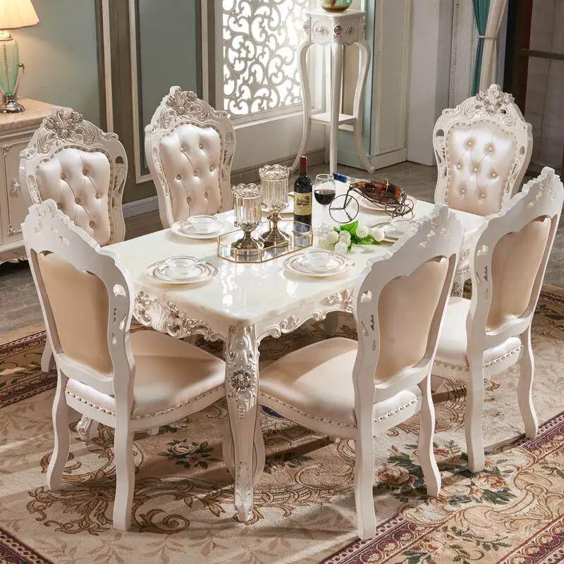 European marble dining table, home solid wood square table, living room, ivory white dining table,   rectangular