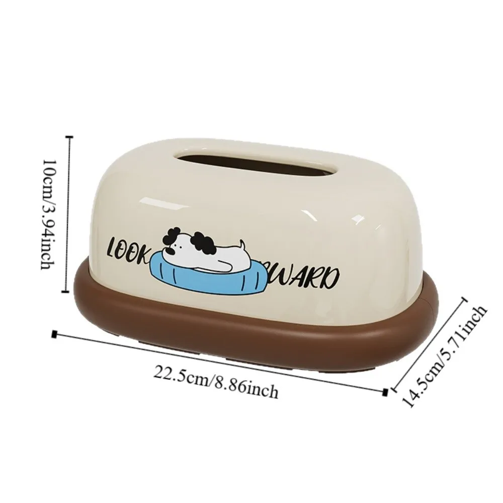 Napkin Box Cream Style Desktop Tissue Box Cartoon Pattern Plastic Tissue Rack Decorative Napkin Storage Box Home Use