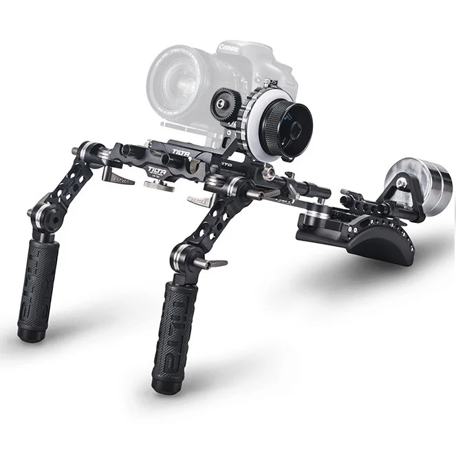 TT-03-TL DSLR Shoulder Rig for Most DSLR Cameras With Single-Sided DSLR Follow Focus,Universal Hand Grip and 15mm LWS Rod