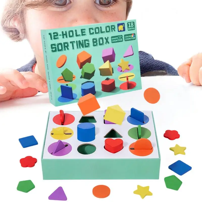

Shape Sorter Color & Shape Matching Game Wooden Educational Toy For Kids 3 Develop Fine Motor Skills Preschool Early Learning