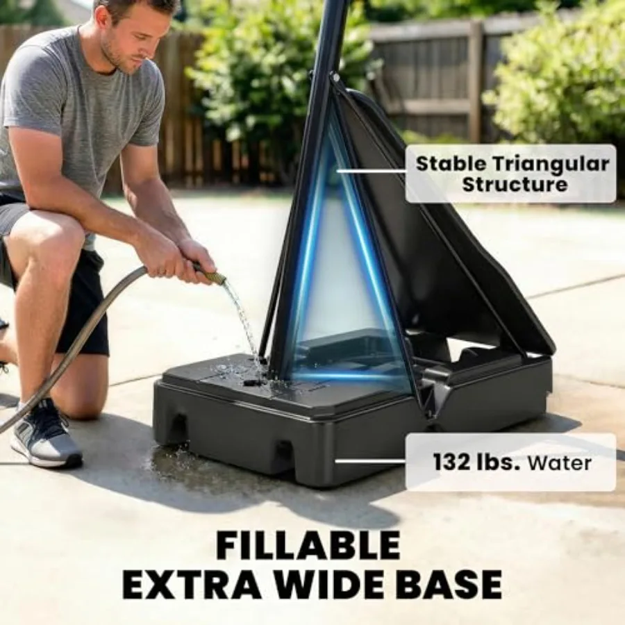Outdoor portable basketball hoop for driveway backyard indoor use, polycarbonate backboard, black with red accents, shatterproo - view 4