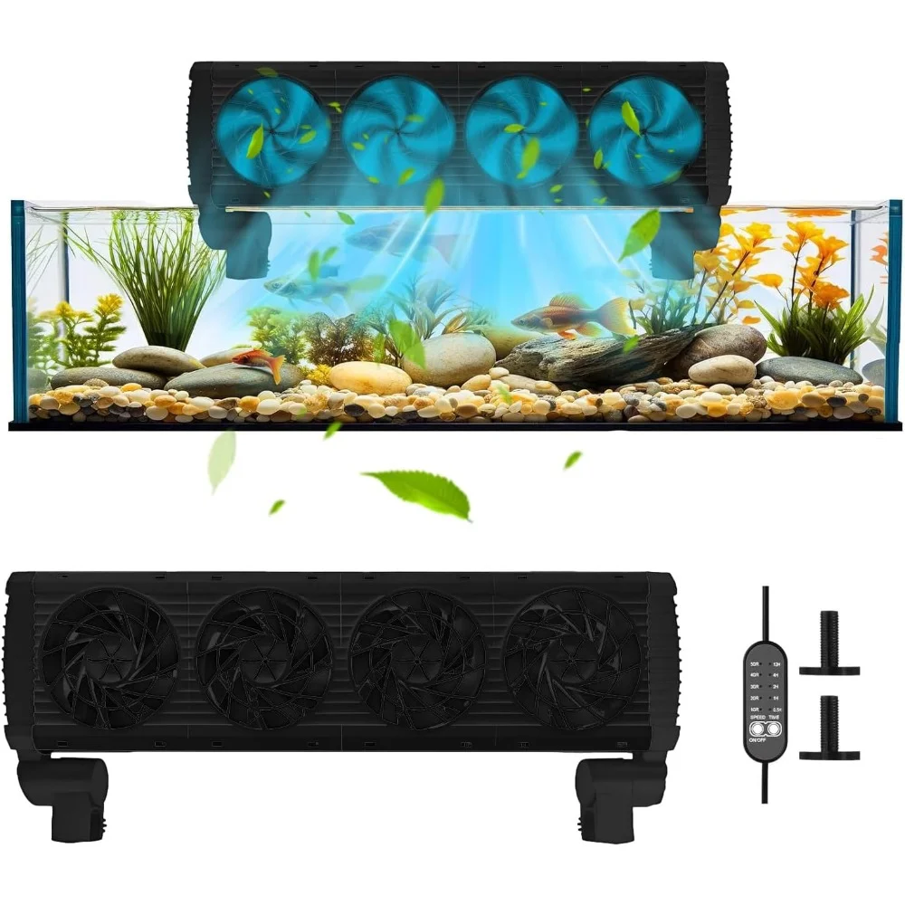 

Mini Aquarium Cooling Fan Water Cooler Temperature Controller Aquarium Adjustable Wind Speed 1 To 6 Head Fish Tank Fishbowl Fans