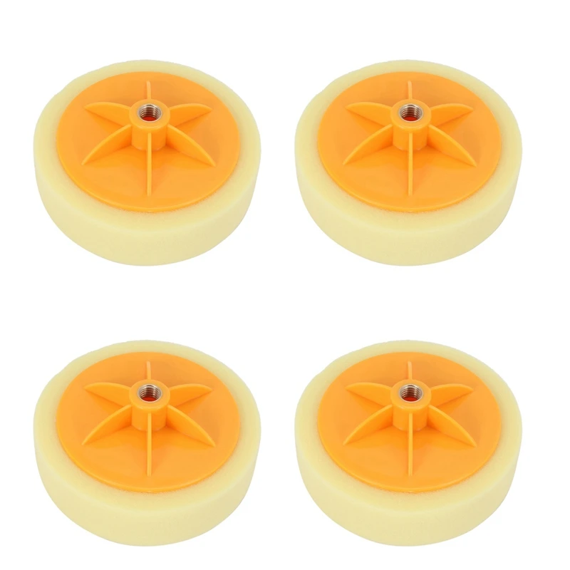 

4Pcs 6 Inch/15Cm Car Polishing Waxing Pad Sponge M14 Wheel Polishing Waxing Pad Kit Tool For Car Polisher Yellow