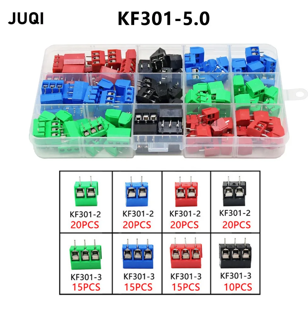 72/135/pcs / box KF301- 2P/3p screw 5.0mm terminal block 2 Pin 3 Pin Spliceable pcb terminal block Connector
