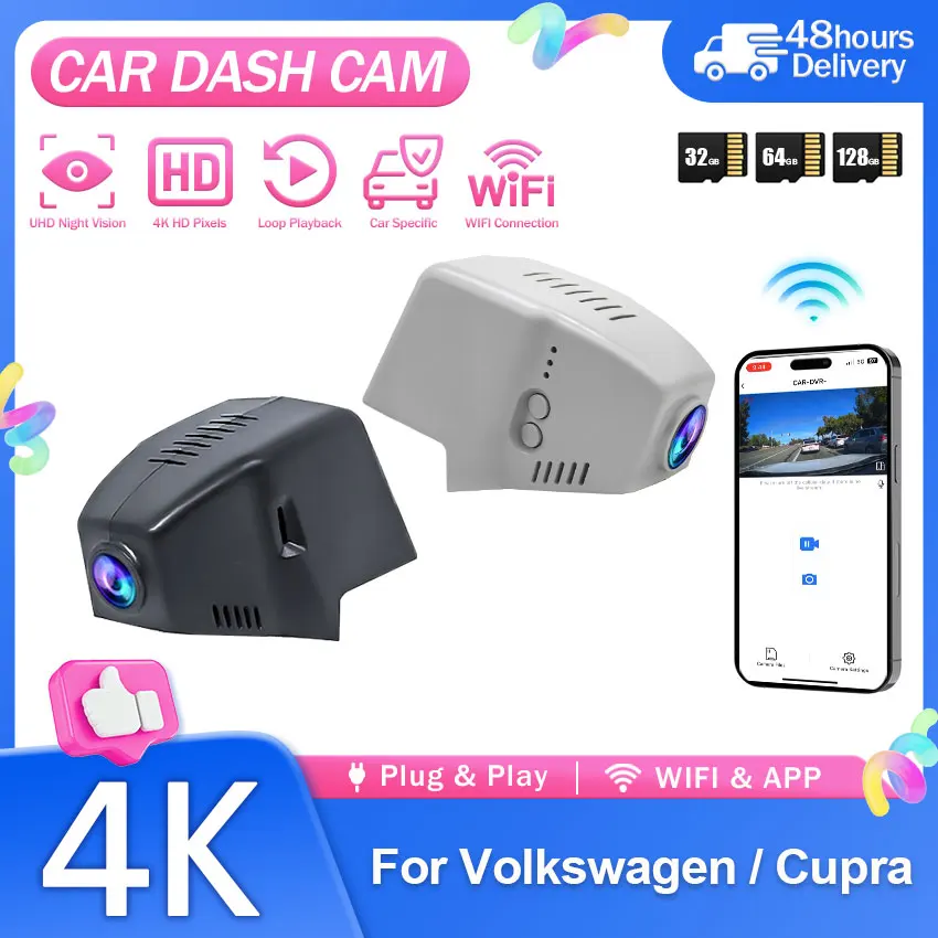 4K Dash Cam For Volkswagen VW Arteon 2017-2025 / Cupra Formentor 2021-2025 Car DVR Camera Plug and Play Wifi Video Recorder