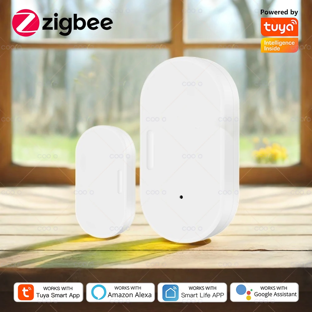 

Умный датчик двери и окна Tuya Zigbee с магнитной охранной сигнализацией Lux, запись приложения Smart Life, удаленный монитор для Alexa Google
