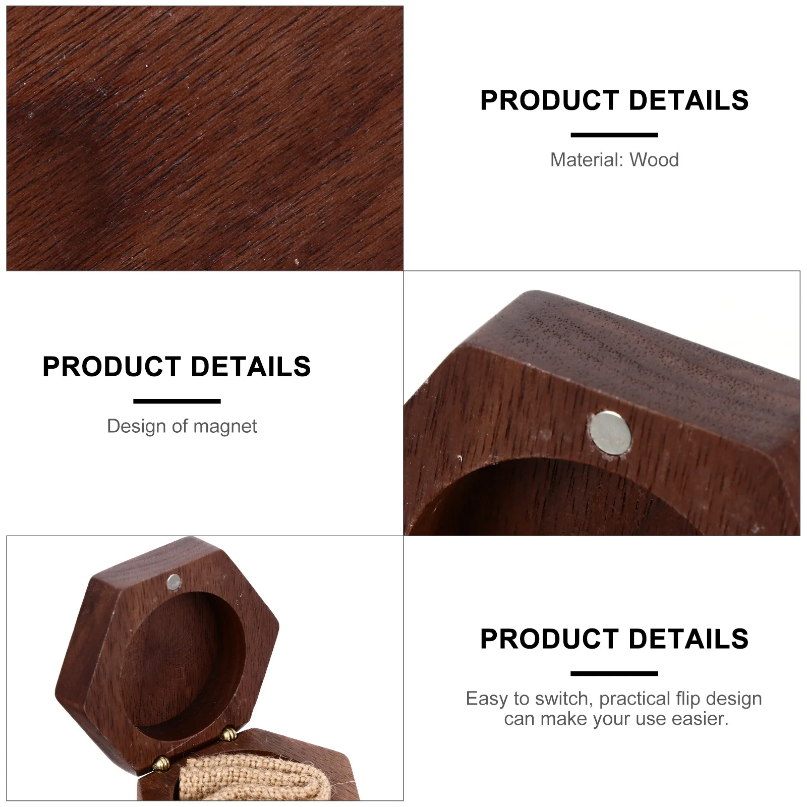 

1Pcs Wooden Hexagon Jewelry Box Vintage Ring Organizer Storage Tray Desktop Jewelry Holder Storage Container Decoration