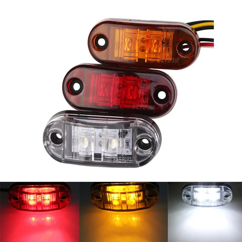 

LED Side Marker Lights Car External Lights Warning Tail Light Auto Trailer Truck Lorry Lamps 2Pcs 12V/24V White Red Yellow Color