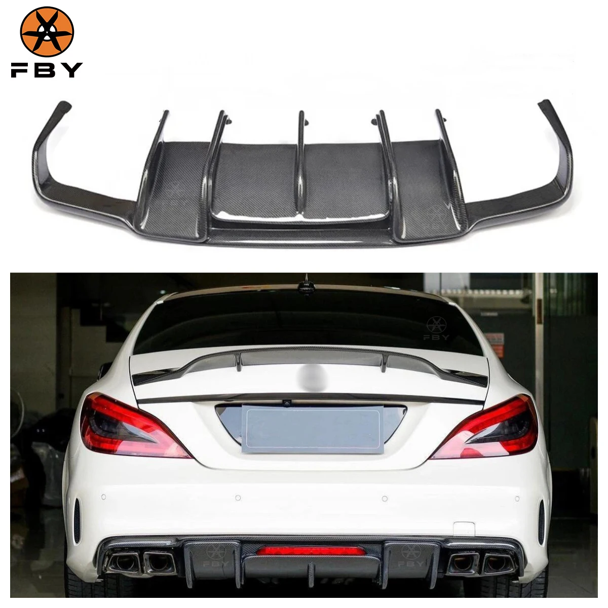 

High Qualiyu R Style Carbon Fiber Rear Bumper Diffuser for Mercedes-Benz W218 CLS63 CSL Class 2014-2016