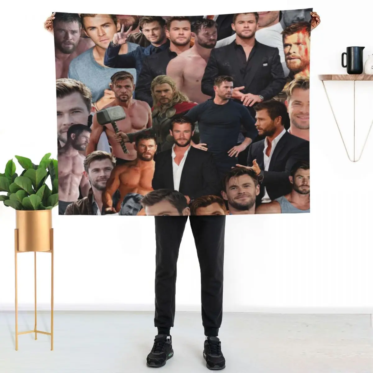chris hemsworth collage Throw Blanket Decoratives Multi-Purpose valentine gift ideas Decorative Beds Luxury Designer Blankets