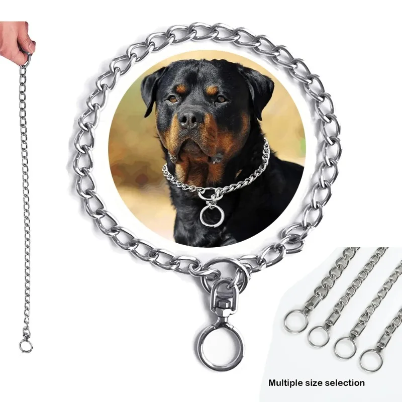 Explosion proof stainless steel P-chain double ring dog chain metal collar collar collar training dog chain pet collar