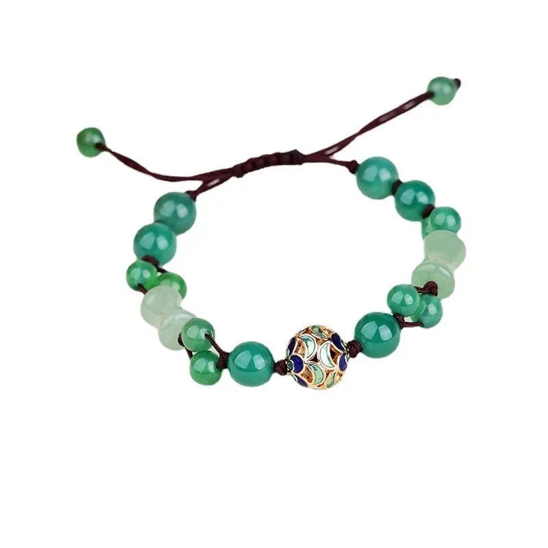 

Green Jade Beads Bracelet Amulet Natural Real Talismans Carved Fashion Accessories Gemstones Amulets Designer Jewelry Charm