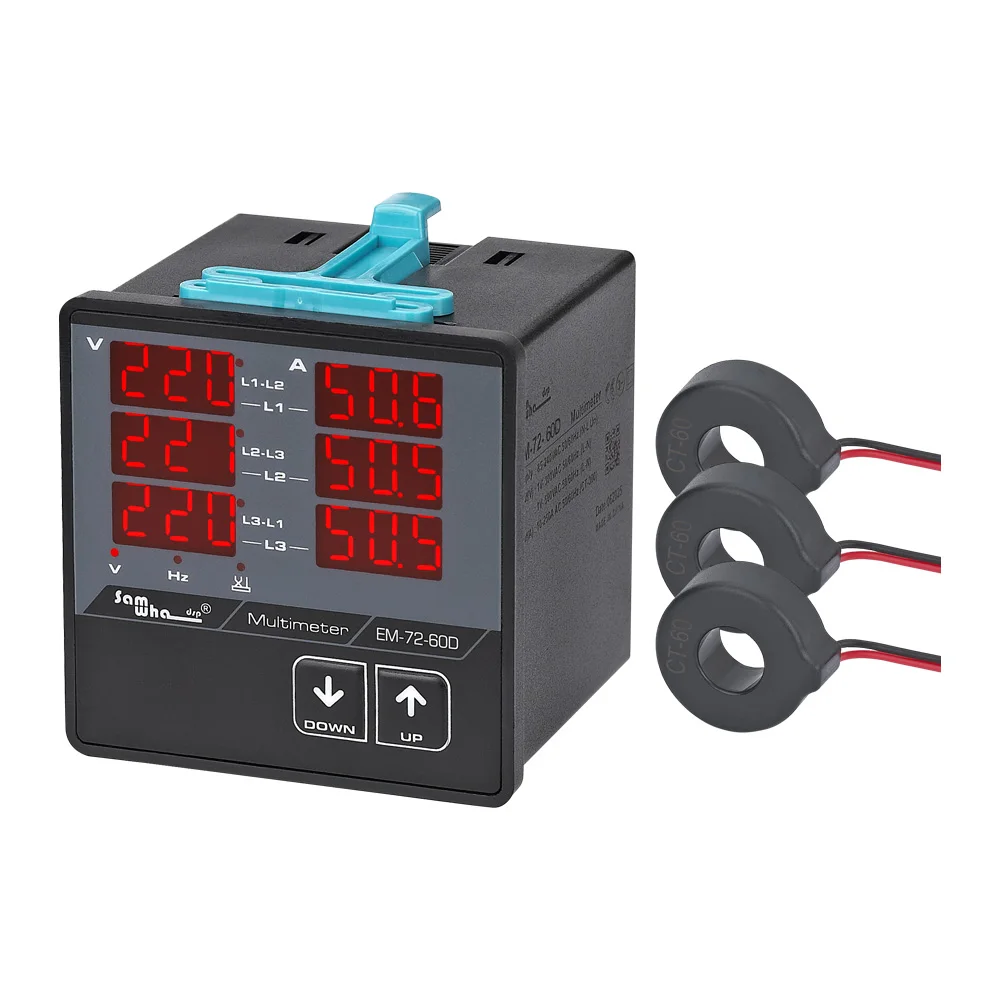 

Samwha-Dsp EM-72-XXD Digital Multimeter, Contains 3 C.T, Three Phase Volt(L-L),(L-N), Ampere ,Frequency, Phase Sequence Display
