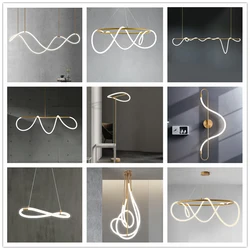 LED Music Notes Gold Dimmable Ceiling Chandelier Lighting 2026 New Trend Hanging Lamps Lustre Para Sala Estar For Dinning Table