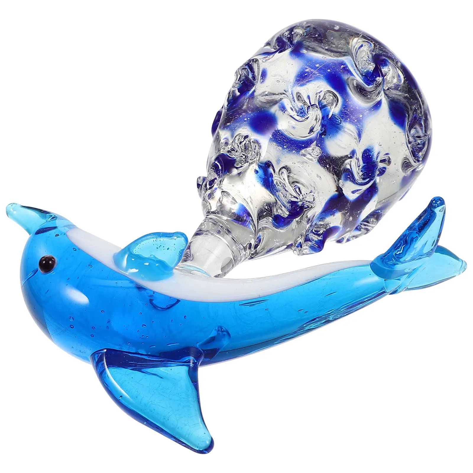 Glass Dolphin Desktop Decor Colorful Vivid Shape Table Ornament Home Adornment Office Desk Decor Desktop Decoration
