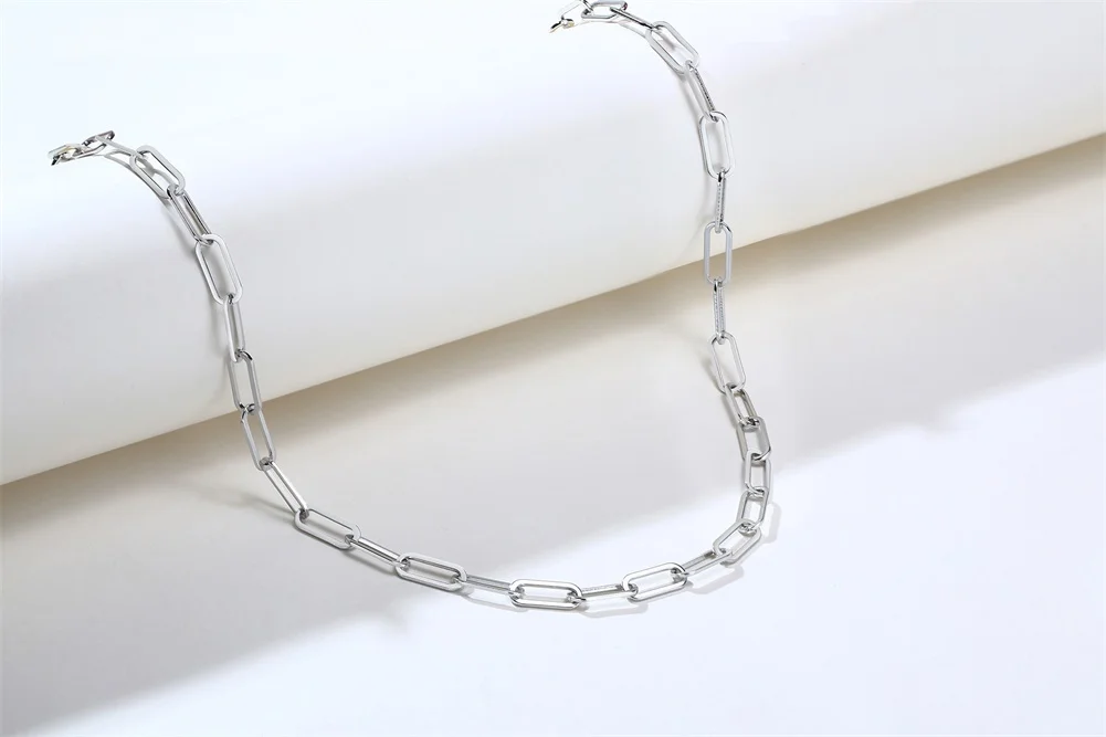 HERREN ALTA CAPTURE CHARM HALSKETTE EDELSTAHL RECHTECK PAPIERCLIP LINK LIGHT MACHINE CHAIN CHOKER HERREN SCHMUCK 20 ZOLL – Detail 3