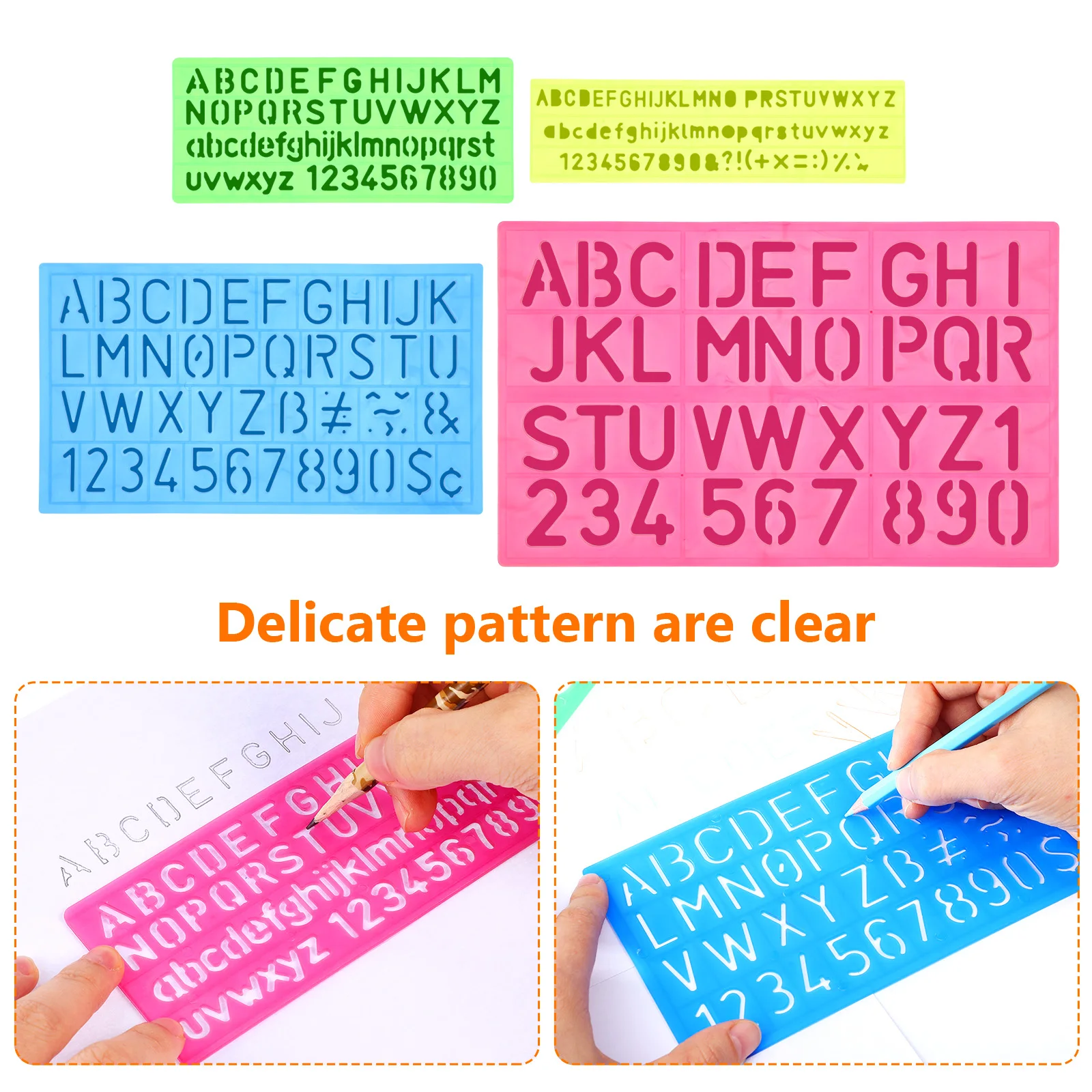 

4Pcs Letter Stencils Washable Reusable Flexible Plastic Templates for Household Spray Printing DIY Craft Decoration