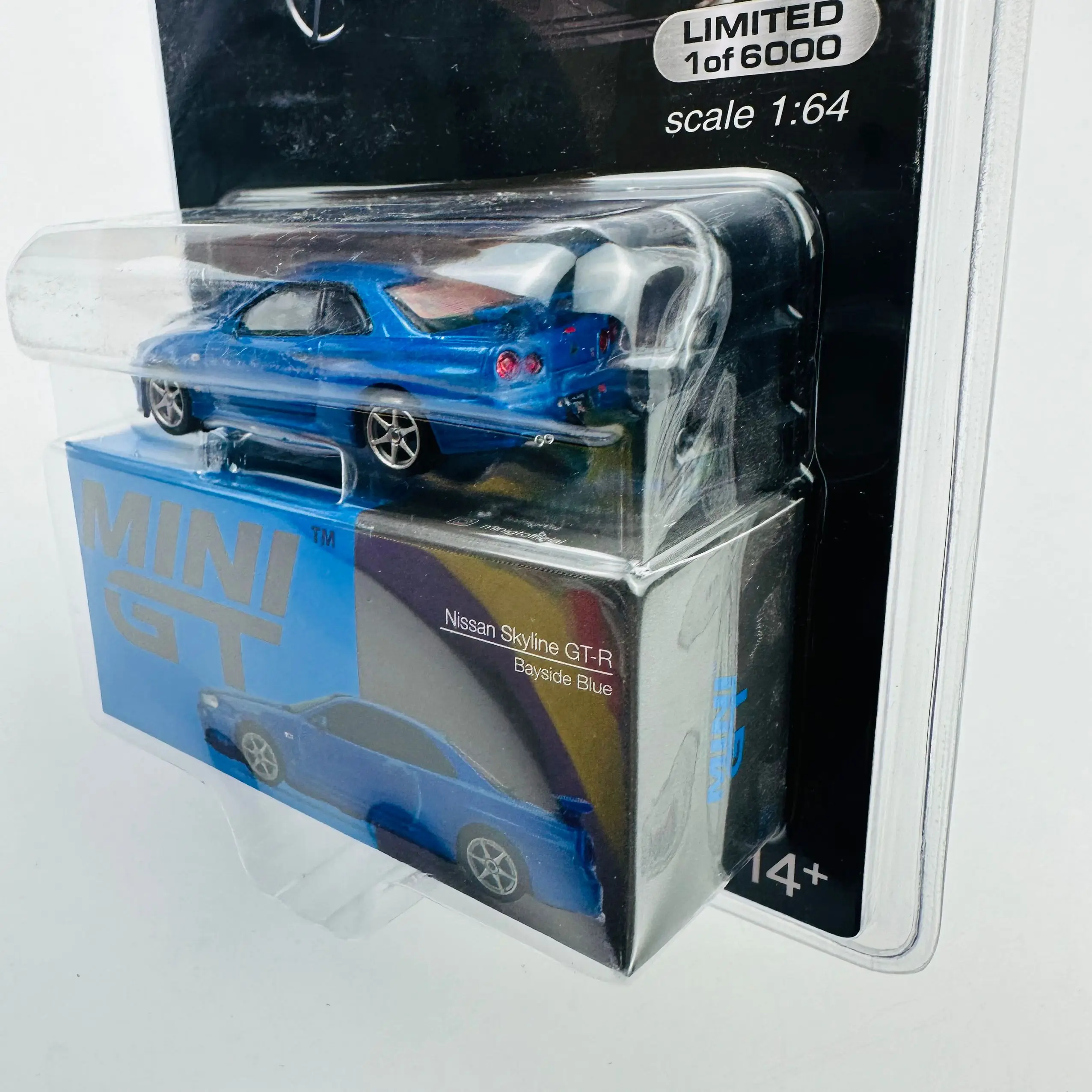 TSM Mini Gt 1/64 Minigt 341 Nissan Skyline GT-R (R34) V-Spec II Bayside Blue MJ Die-cast Alloy Car Model Collection