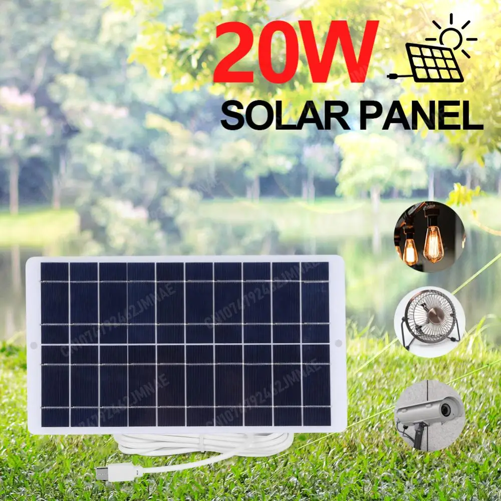 Solar Panel Charger Waterproof 20W 5V 1600MA Outdoor Solar Panels Type-C Output Lightweight for Wireless Outdoor Security Camera