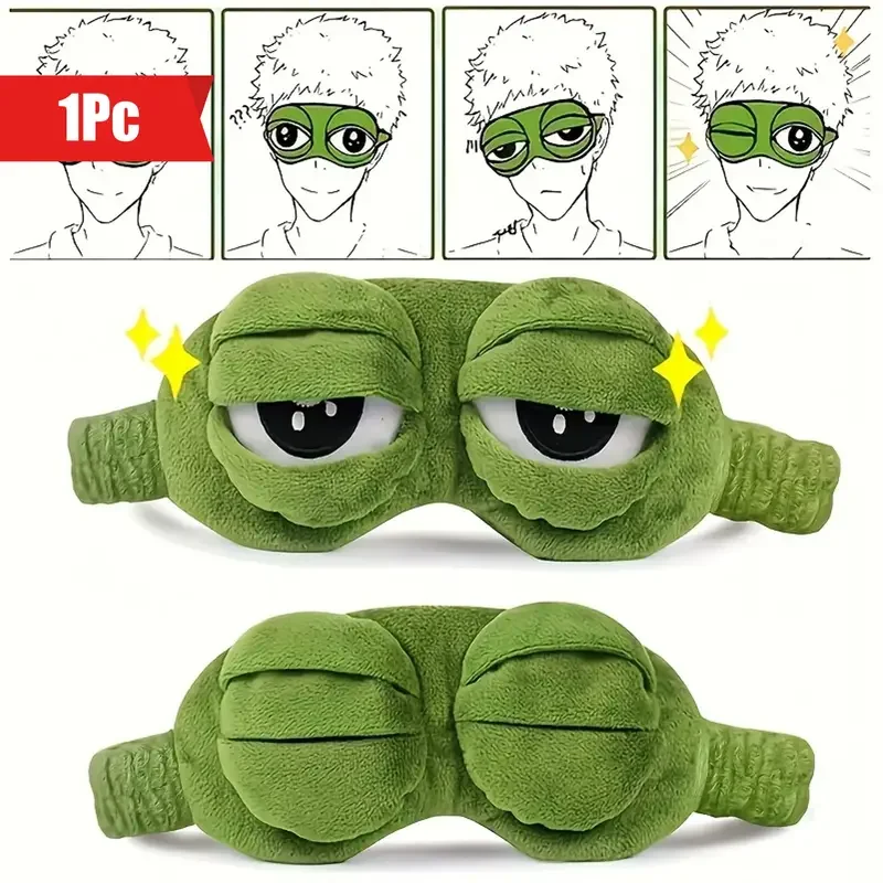 1pc Cute frog sleeping eye mask eye protection Lunch break power outage sleeping eye mask Soft and comfortable eye mask travel e