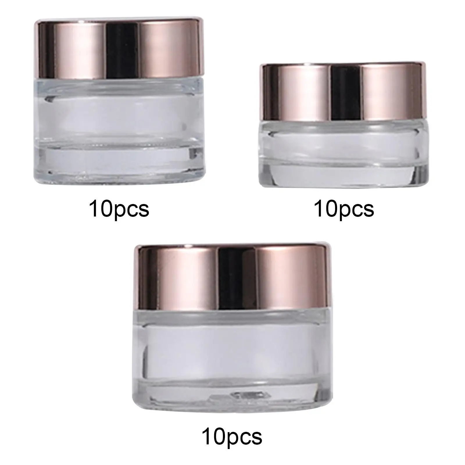 10 sztuk Przezroczystych Słoiczków Kosmetycznych Wielokrotnego Użytku z Zakrętkami Szklane Okrągłe Pojemniki na Olejki Eteryczne, Puder do Makijażu, Małe Butelki