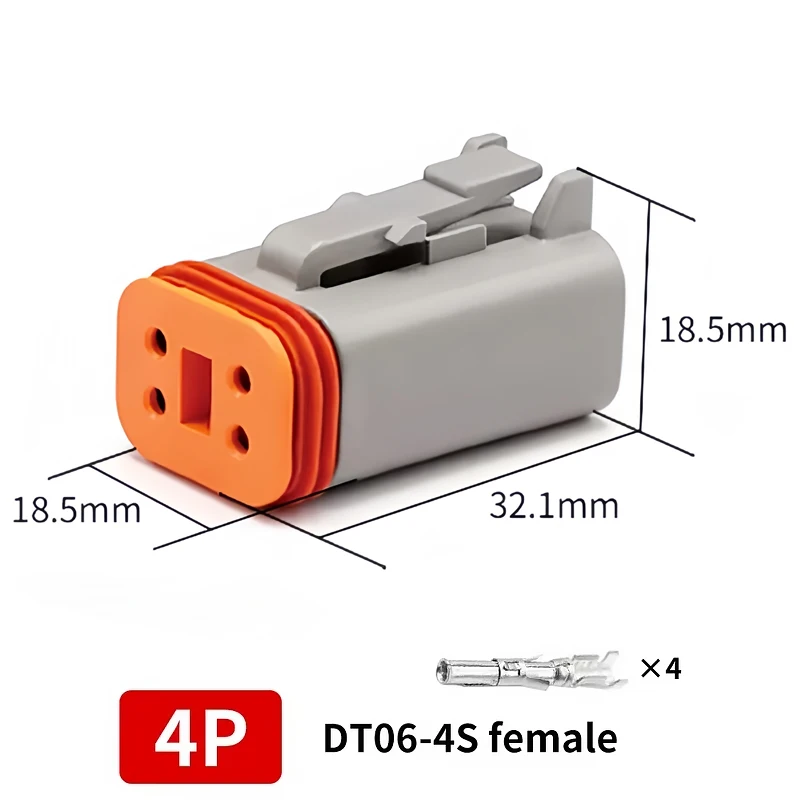 DT06-4S & DT04-4P 4-Pin Deutsch Type DT Series Waterproof Connector - Heavy Duty Automotive Plug for Truck Wire Harness T&I Online Store